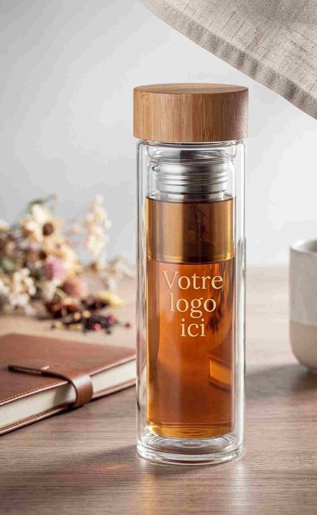 Gourde en verre avec infuseur personnalisé